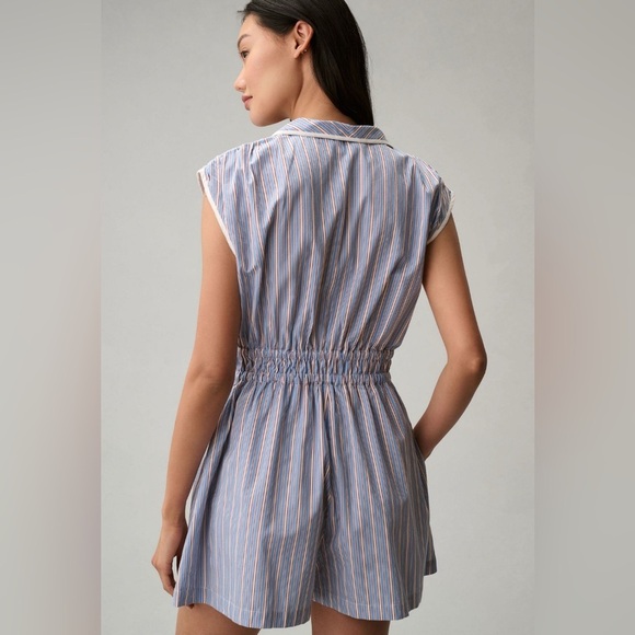 Anthropologie Blue White Red Striped Woman’s Cotton Romper Size XS New With Tags - Picture 6 of 11